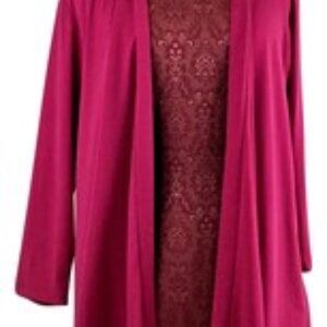 SUZAN GRAVER Long Sleeve Open Fuchsia Cardigan